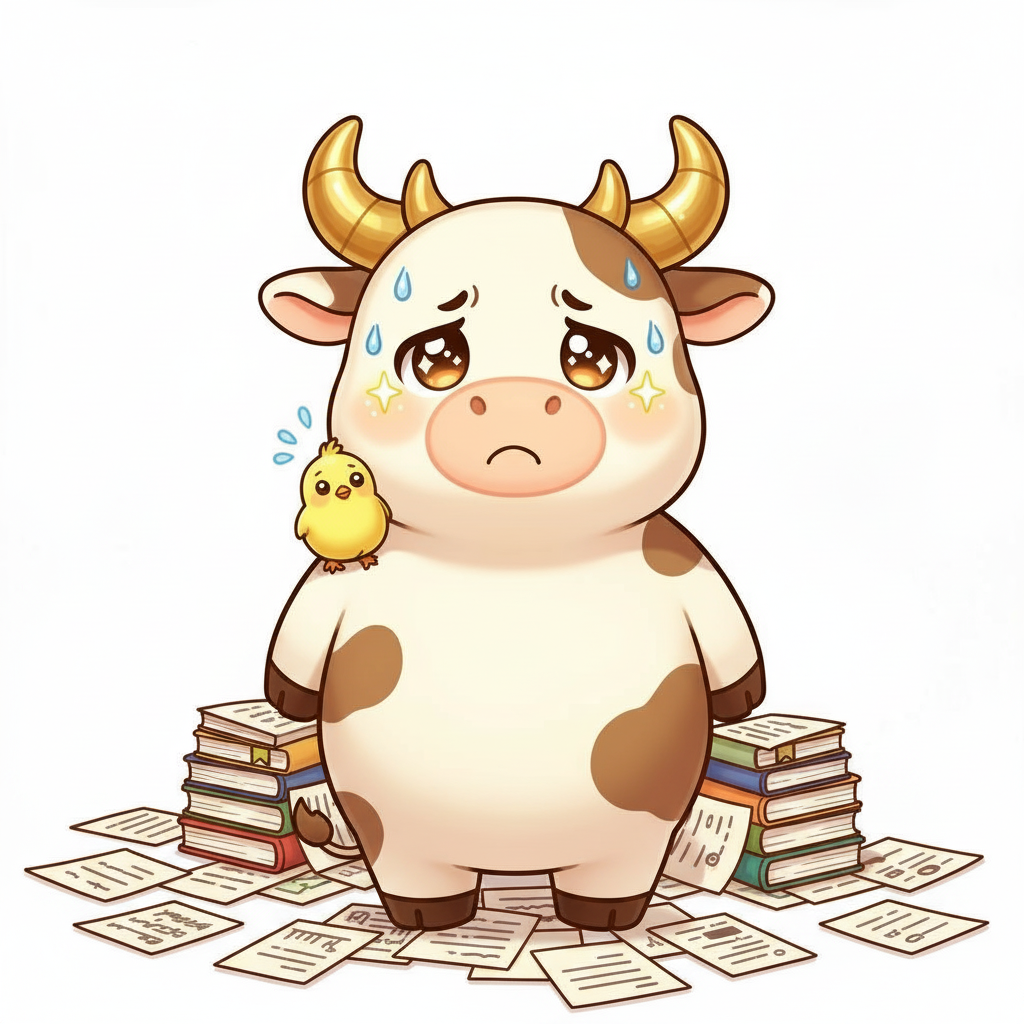 従来のドローン申請で時間がかかり困っている牛のイラスト