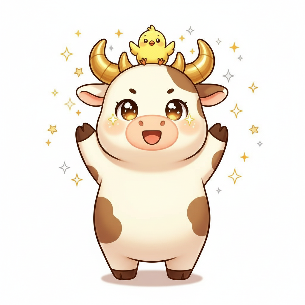 ステップ4 DIPS2.0でドローン飛行許可申請を完了しガッツポーズする牛のイラスト